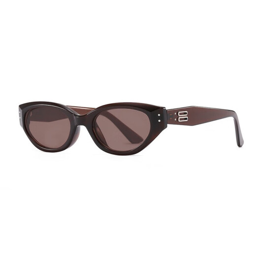 2025 Neues GM Retro Polarisierte Katzenauge -Sonnenbrille für Frauen, schlanker kleiner Rahmen, europäische und amerikanische Straßenaufnahme Heiße Mädchen Sonnenbrille 857 Schwarzer Rahmen graues Blatt [Glassbox + Spiegeltuch]
