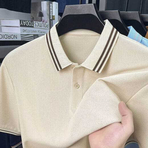 TTPMER2025 Sommer-Männer-Polo-Shirt kurzärmelig und vielseitig die oberste halbe Ärmlichkeit Paul T-Shirt Internet Promi-Shirt 9866# hellgrau 3xl 56/185