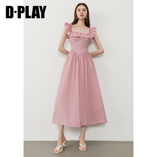 DPLAY2025年夏季新款粉色连衣裙女长款高级感显瘦气质法式裙子长裙夏装 柔雾玫瑰粉 M