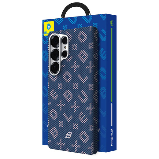 Blueo Blue Ape подходит для Samsung S25 Ultra Case Case S25 Ultra Case Case с позолоченным паролем магнитный поглощение Kevlar Aramid Fiber High-end Business Broatece Case Blue