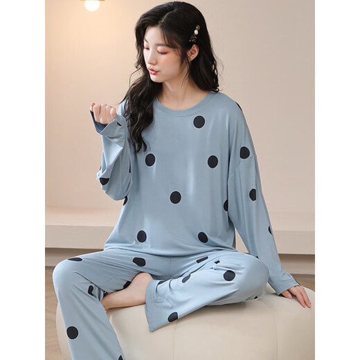 Pajamas modal pour les femmes Modal Large taille 200 Jin [Jin est égal à 0,5 kg] Fat à manches longues pantalons vêtements de maison Spring and Automne Thin Ice Silk Casual Casual Suit 3882 5xl (200-220 Jin [Jin est égal à 0,5 kg]))