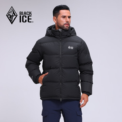 Black Ice 25 Neue Herbst und Winter Herren Classic Tianshu PLUS Outdoor Abnehmbarer Hut Gänsedaunen 700 Puff Daunenjacke F8509MJ Schwarz L