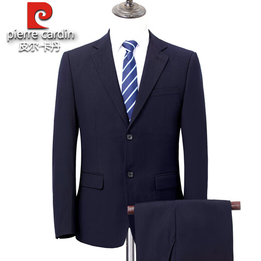 Pierre Cardin large size suit for men 2025 spring and autumn new style middle-aged loose plus business professional formal wear work wedding suit navy blue L 175/50C 165-175Jin Jin equals 0.5 kg