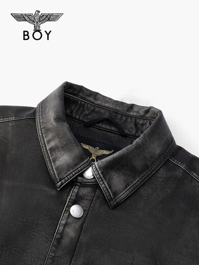 BOY LONDONBOYLONDON spring couple style long-sleeved three-dimensional letter gradient retro style imitation leather jacket N44001 Gray XS