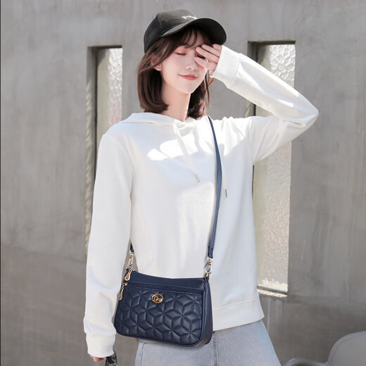 酷奇袋鼠女士包包大容量多拉链隔层斜挎包气质时尚百搭单肩包个性妈妈女包 6607浅蓝