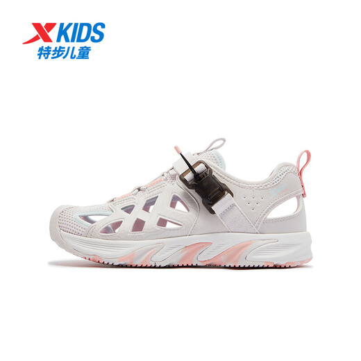 Xtep children's beach shoes, summer girls, middle and large children, magnetic buckle, easy to put on and take off, breathable mesh, quick-drying, comfortable sandals, slightly white 33
