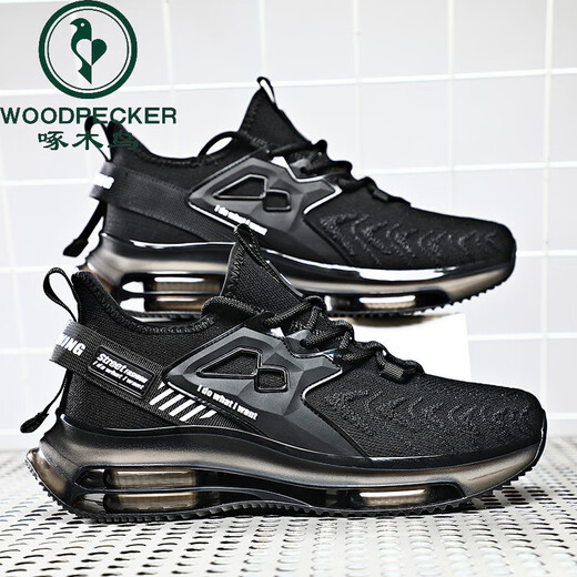 Woodpecker grande taille 46 Chaussures masculines Summer 4748 Air Cushion Shock Absorbing Sports Chaussures Chaussures de course décontractées Chaussures de lame pour hommes 45 H9903 Blanc et bleu 44