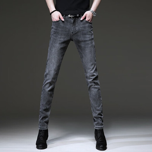 TOME BORNEK高端品牌黑色牛仔裤男款2025夏季新款韩版潮流复古小脚弹力裤子男 1049灰色 28 [二尺一]