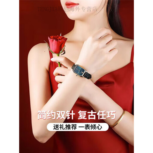 安普里奥·阿玛尼（Emporio Armani）女士手表 时尚镶钻皮带贝母石英小绿表方形潮 AR11149