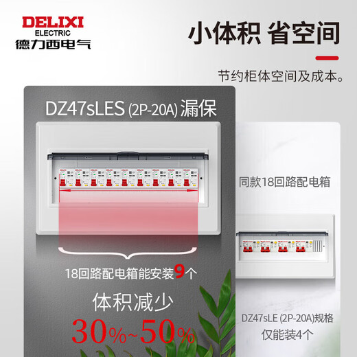 Delixi leakage protection switch household small air switch with leakage protector Dz47sLES leakage protection 2P 10A 3P N