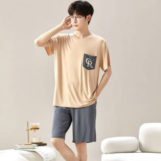 Luechmen Pyjama Herren Sommer-Lose und Shorts sowie ein großer dünner Sommeranzug tragen l [Craft 6623 Herren-Hausanzug L [Vorgeschlagen 95-120 Jin [Jin ist 0,5 kg]]