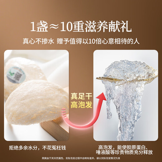 Tongrentang Beijing Tongrentang Nest Copa seca [Etiqueta de oro de Indonesia 50G] Rediquidad de regalo de nido de pájaros secos rastreables para mujeres y ancianos regalos de mujeres y mayores