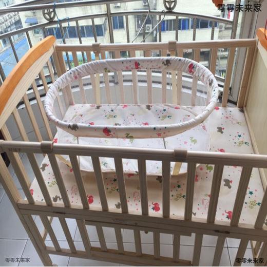 Goodbaby (gb) MC306 crib, solid wood (comes with cradle + mosquito net), splicable large bed, left in stock, can sit and lie down, MC306
