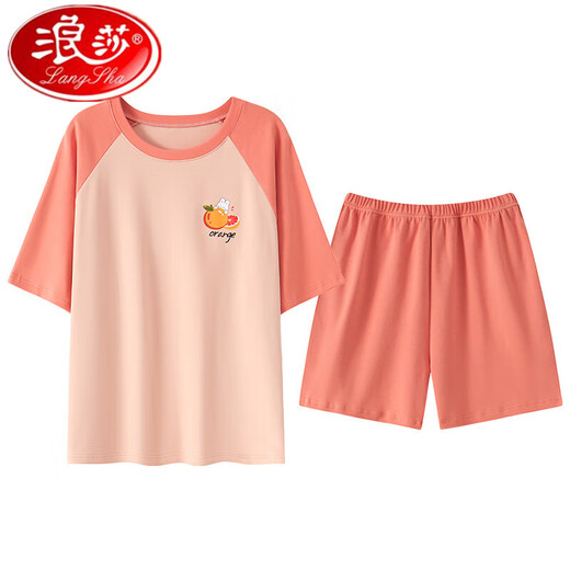 浪莎女士短袖睡衣套装夏季自带胸垫一体大码薄款学生夏天家居服可外穿 GXT1047 M码(建议75-95斤) 均码