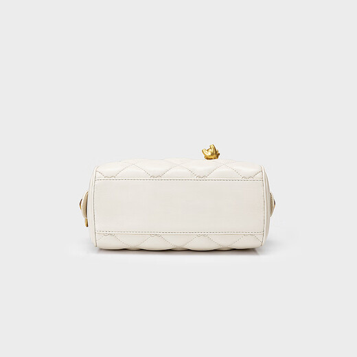 JUST STAR Waffle Boston Bag Women's 2025 New Handbag Light Luxury One-Shoulder Crossbody Bag Commuter Pillow Bag Cream White Fashion High-end Brand Birthday Gift Women