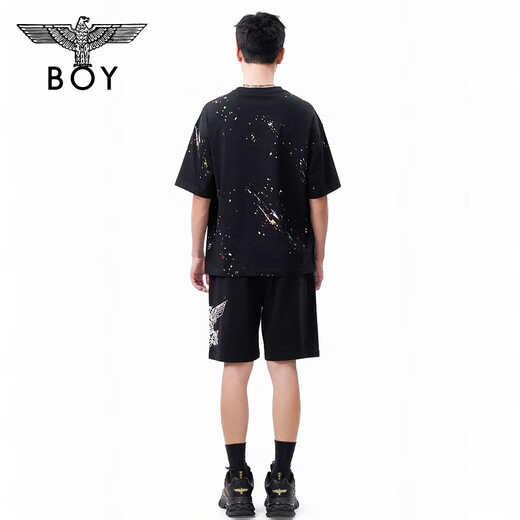 Boy London [Amber Streaming] 25 Nouvelles ailes classiques T-shirt à manches courtes à manches courtes pour hommes et femmes N01800 Black M