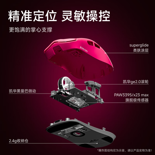 前行者【补贴券减15%】X23pro/max鼠标无线蓝牙三模轻量化游戏PAW3395电竞笔记本电脑办公大中小手外设 X23SE树莓【500mAh-环宇微动】三模