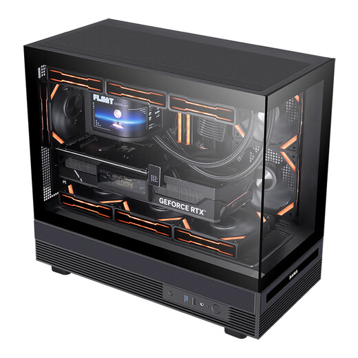 SAMA Xiaojinghong black MATX sea view gaming computer case 270 panoramic/double-sided glass/support 360 water cooling/9 fan positions/410mm long graphics card/U2+U3