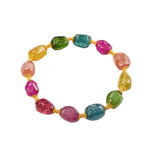 
Pangdonglai quality tourmaline reblade beads [Raw stone A21] Miss Cat jewelry raw stone reblade Pixiu hand Watermelon No. 15907 Watermelon tourmaline raw stone bracelet Natural tourmaline