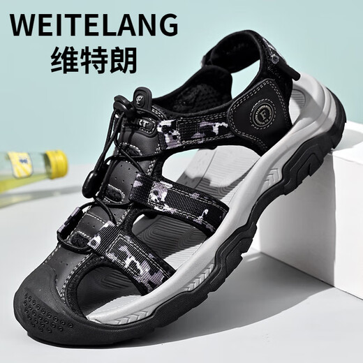 Weitelang Virgin Sommer Baotou Sandalen Herren 2025 Neues Deodorant wasserdichte Outdoor-Zweigut-Strandschuhe Sandalen 9898 Khaki 40