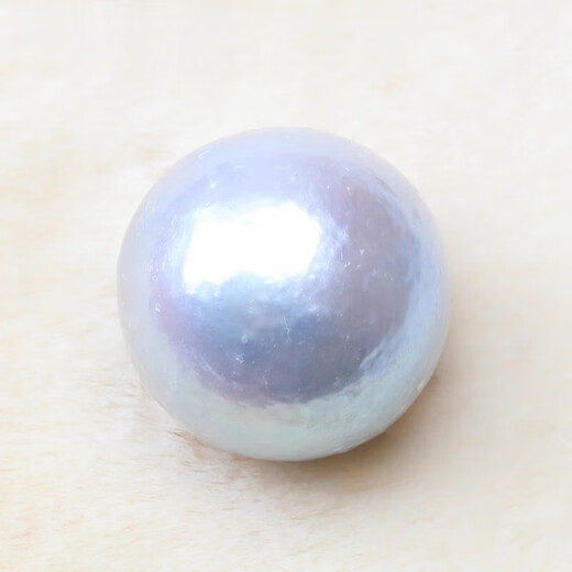 菲霓丝缘天然12-13mm近圆极光蓝粉伴色爱迪生珍珠裸珠无孔可diy吊坠 藕色 BG679