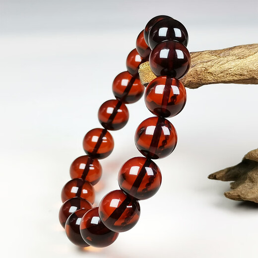 Amber style, one thing, one picture, one certificate, amber bracelet, men's and women's bracelets, beads, amber, brown, burgundy, 16.86g, 12mm