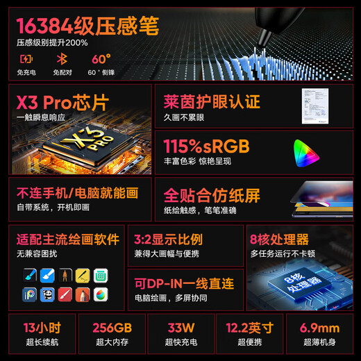 XPPen Spezialtablett zum Malen, professioneller digitaler Zeichenbildschirm, handgemalter Bildschirm, digitales Tablet, Handzeichentablett, elektronisches Zeichenbrett, Zeichentablett, Magic Drawing Pad