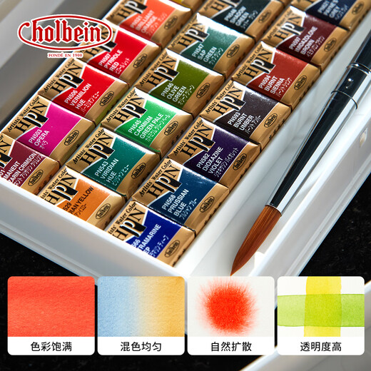 荷尔拜因 水彩套装固体水彩艺术家hb固体水彩颜料套装进口holbein 12色(PN691) 单