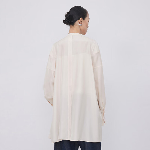 LESS【精工系列】春秋设计感衬衫女桑蚕丝长款衬衣外套2N7210920 687/淡粉 M