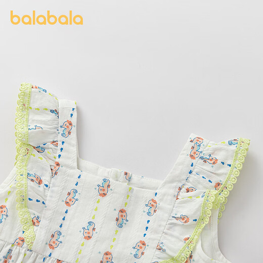 Balabala shopping mall same style baby shirt baby top thin girl sleeveless shirt sweet and cute white and red tone 00316 100