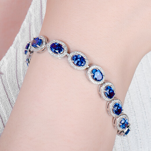 DL 1998 Fat Donglai same style tanzanite bracelet sapphire bracelet for women s925 silver new style atmospheric versatile pavé blue zircon 925 silver bracelet 17-20 cm adjustable