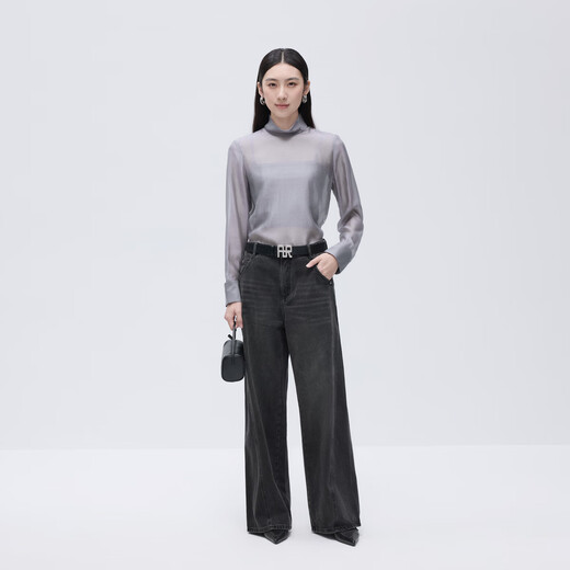 
Ainos Essi [same style in the mall] 2025 autumn new product versatile cotton loose retro jeans and pants for women 40713245 black gray M