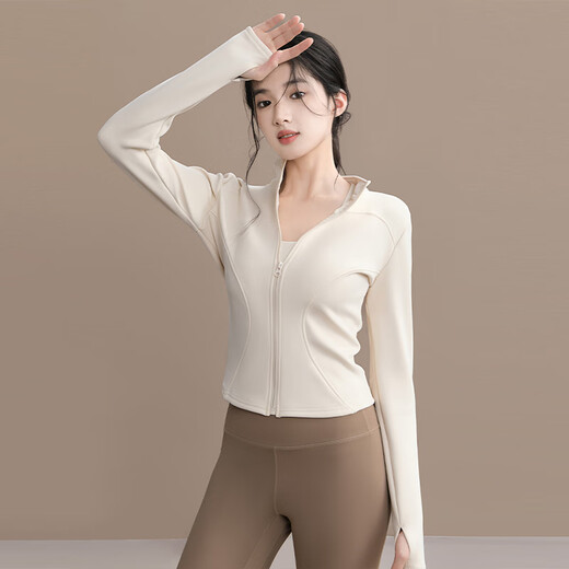 Fluniyu Sports Jacket Women's Slim Sports Long Sleeve Yoga Top Professional Pilates Training Outdoor Running Fitness Jacket Cardamom Green Slim Fit XL Recommended 115-130 Jin Jin equals 0.5 kg