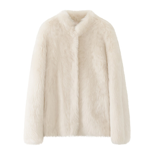 MSBEAST Miss Beast Small Stand Collar Silhouette Imported Tuscan Fur One-piece Fur Jacket for Women丨Meteor Highway Rock Gray M