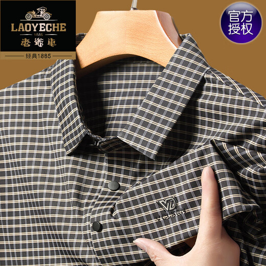 Classic car high-end ice silk short-sleeved T-shirt for men 2025 summer new quick-drying plaid breathable lapel POLO shirt top Short-sleeved 16818 green M 165 suggests 90-120Jin [Jin equals 0.5 kg]