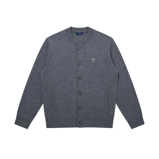 HAZZYS Men's Autumn and Winter Sweater Jacket Cotton/Wool Blended Knitted Cardigan for Men ABYZD0CCX22 Gray GE XL (180/100A 50)