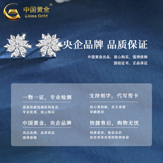 CHINA GOLD S925 Silver Snowflake Earrings Women's Light Luxury Versatile Design Earrings Holiday Birthday Gifts for Girlfriends and Lovers Snowflake Earrings + Brand Gift Box