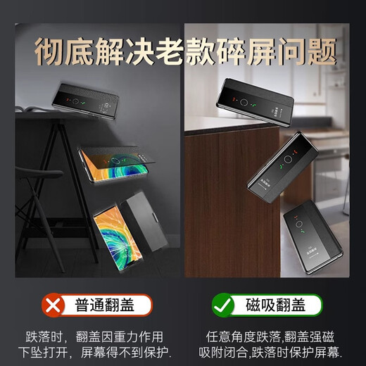 万奉【磁吸翻盖】华为Pura80手机壳新款纳帕真皮智能视窗华为Pura80Pro商务保护套ultra翻盖式磁吸皮套 【优雅黑】磁吸翻盖丨智能视窗 华为Pura80Pro