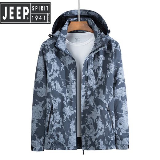 JEEP SPIRIT潮牌单层冲锋衣男女春秋薄款防水透气旅行外套户外徒步运动登山服 女款--紫色 4XL