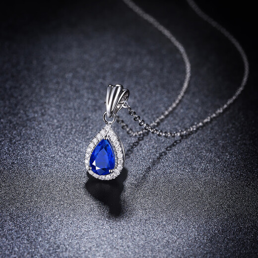 Tingliang 0.6 carat royal blue sapphire pendant 18K gold diamond colored gemstone necklace Chinese Valentine's Day single pendant