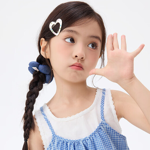 Inman children's clothing girls' sleeveless suspender shirt fake two-piece summer fashion casual plaid top for middle and older children blue grid 140