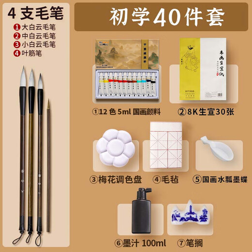 Surada Chinese Painting Pigments Chinese Painting Pigments Chinese Painting Pigment Set Beginner Students Children's Ink Painting Landscape Gongbi Painting 12 Colors 6ml Beginner Set SD133