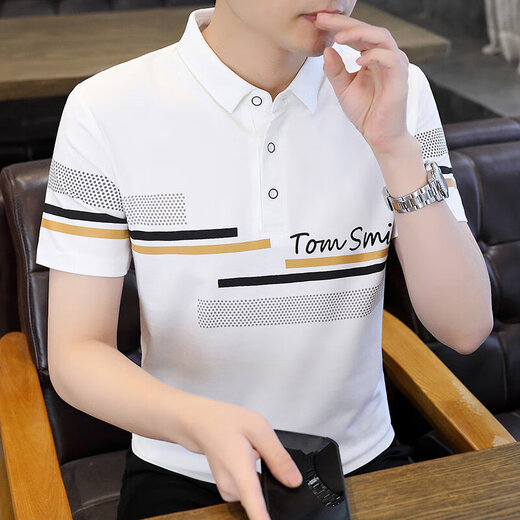 Jiumuwang Herren Revers Short Sleeve T-Shirt Pure Cotton 2025 Sommer neuer Stil Dad mittleren Alters und junger schlanker Polo-Hemd gestreiftes Kleidungsstück K12129 Khaki + K1819 Green XL