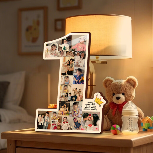 Marco de fotos conmemorativo de un año de antigüedad, impresión de fotografías personalizadas, registro de crecimiento, cumpleaños del bebé, mesa digital, número 5 años, 18 fotos (30x27 cm), doble propósito para exhibir y colgar-Coreano simple