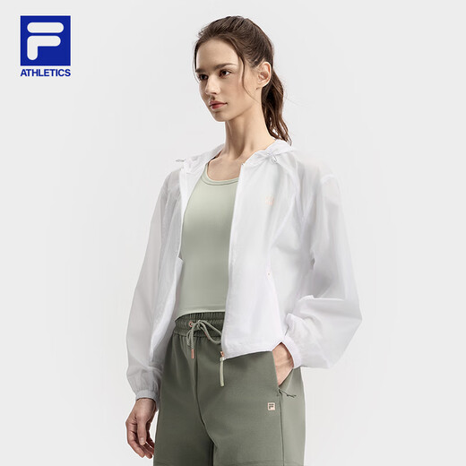 FILA official women's woven jacket 2025 autumn new fitness sports simple loose hooded top Jade white-WT M 165/84A/M
