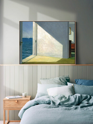 靠海的房间霍普爱德华装饰画客厅书房卧室酒吧画 爱德华 空 30*4035mm厚白色外框