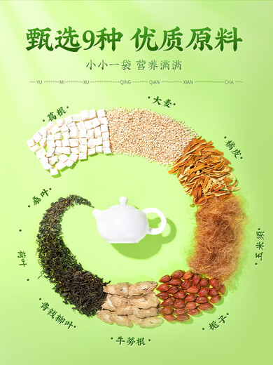 Green Qianliu Corn Skin Pueraria Mulberry Tea Burdock Burdock Raíz de tres deslizamientos Estado en estado de salud tardío Store Flagship Store Fat Donglai Calidad [Comprar 3 Get 4 Get 4] En tiempo real 7 Cajas