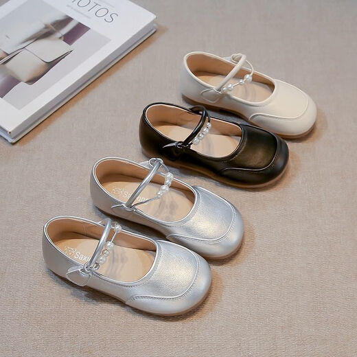 No. 1 Phoenix Girls' 2024 Shoes Children's Princess Small Leather Shoes Spring and Autumn New Summer Baby Single Shoes Soft Sole Mary Jane Children's Shoes Silver Collection and Follow for Priority Delivery 26 / The inner length of the shoe is about 15.7cm. The shoe is a little too small