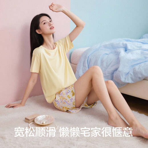 有棵树【高密绵绸】女士睡衣女夏季舒适透气女生短袖短裤可外穿家居服套