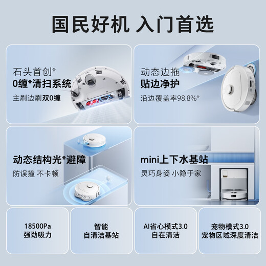 石头（roborock）扫地机器人扫拖一体 P20 扫拖洗烘一体机 自动集尘洗拖布烘干补水擦地拖地 A1690RR